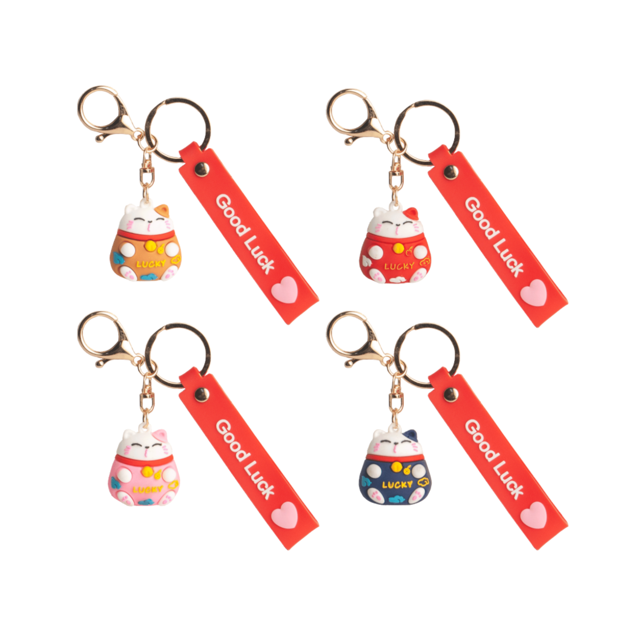 Keychain lucky cat 3x2.5 cm | H4 cm pc