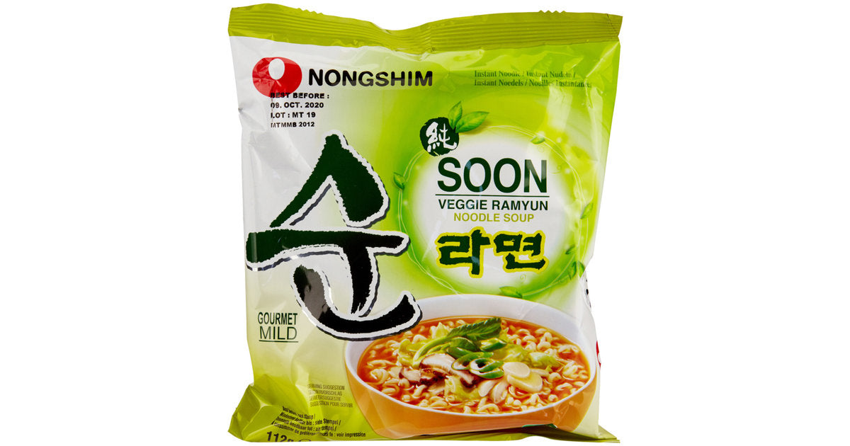 Nongshim Soon Veggie Ramyun instant noodle soup 112g / kasvis-pikanuudelikeitto