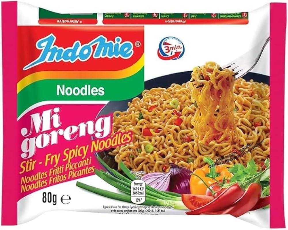 Indomie-pikanuudelit Mi Goreng-paistettaviksi mausteiset nuudelit 80g
