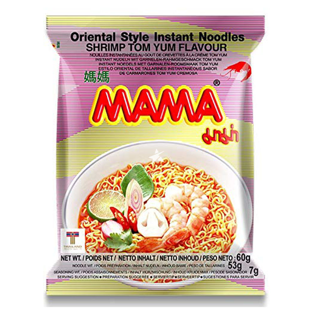 Mama oriental style instant noodle shrimp flavor tom yum 60g / katkarapujen makuinen tom yum