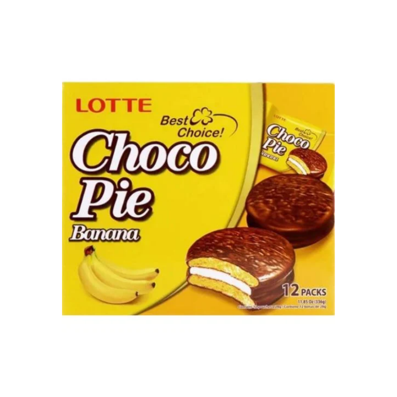 Lotte choco pie banana 12p 336g / suklaapiirakka banaani