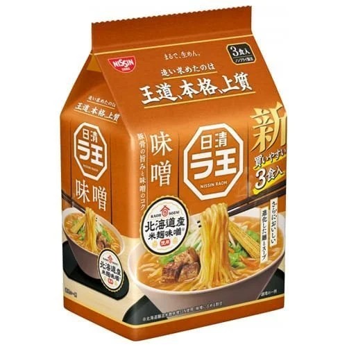Nissin RAOH Miso 3 Servings Pack 297g / ramen-nuudelit miso-makuinen