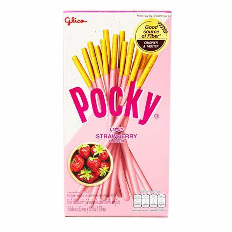 Glico Pocky cookies strawberry 43g / mansikka keksejä
