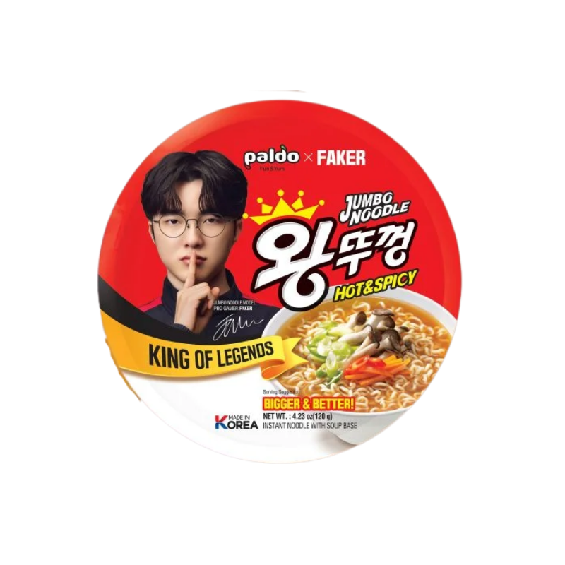 Paldo x Faker jumbo noodle hot & spicy 110g / kulhollinen nuudelia kuumana ja mausteisena