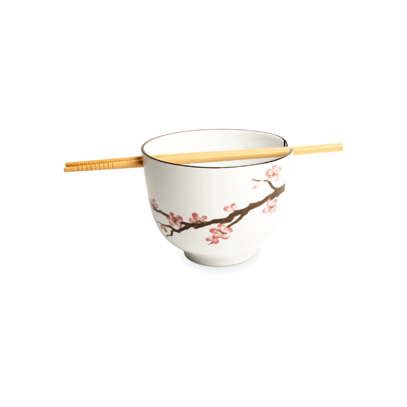 Soba bowl, with chopsticks, sakura D13 cm | H10 cm