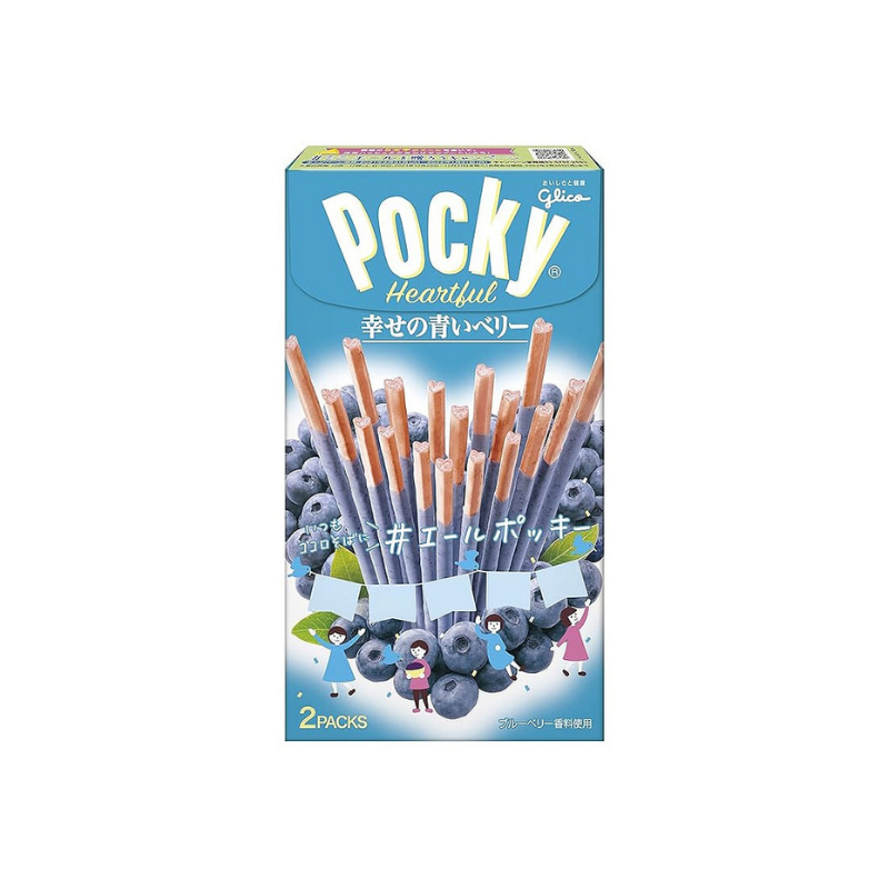 Glico Pocky cookies Heartful blueberry 56.4g / mustikkakeksejä