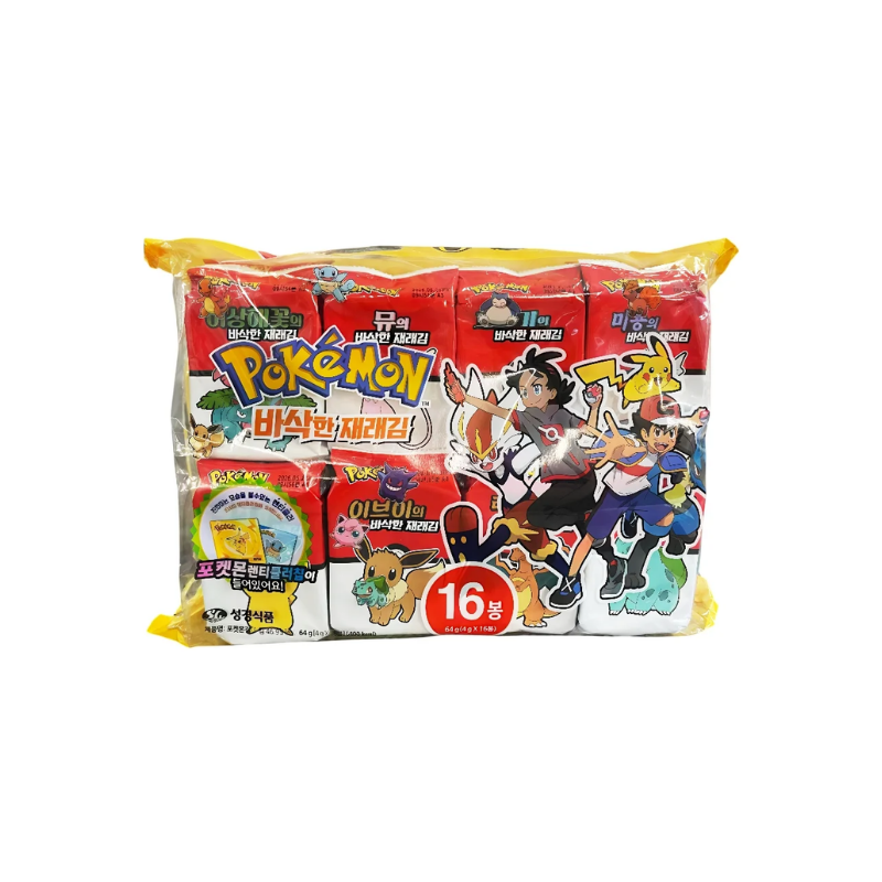 SGK Pokemon seaweed snack 16p with 3 Lenticular card 64g / merilevävälipala