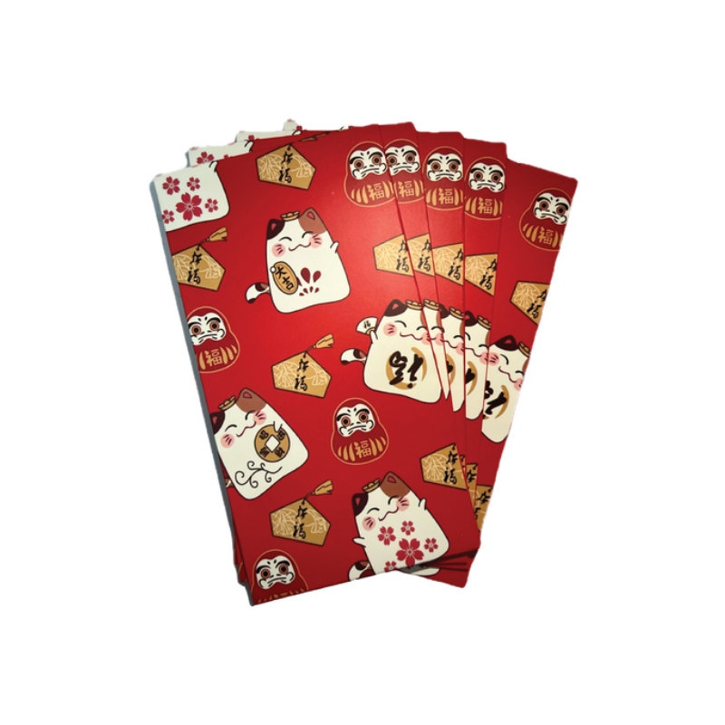 Lucky cat red envelope "daruma" 5 sets