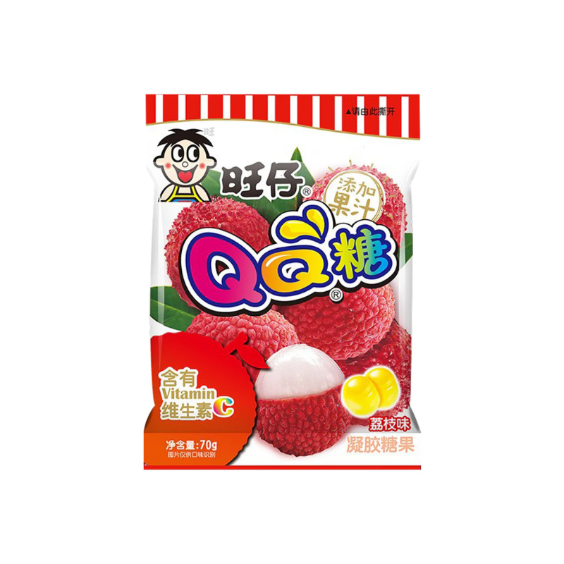 Want Want QQ gummy candy lychee flavor 70g / kuminen litsi maku