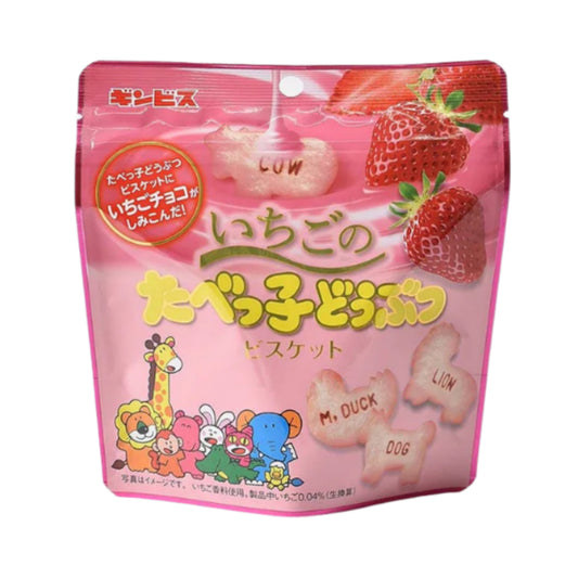 Ginbis Tabekko animal biscuit strawberry 40g / mansikkakeksi