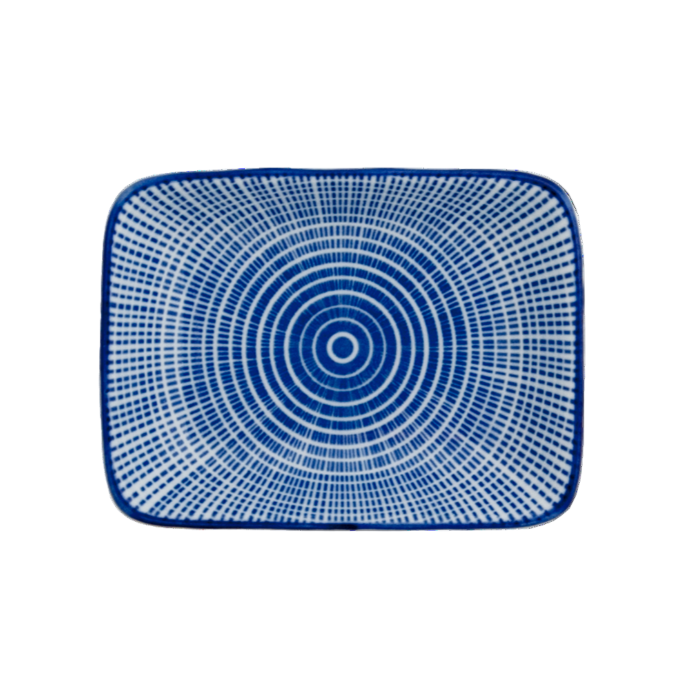 Sauce dish rectangular, Tokusa blue china 10.5x7.5cm