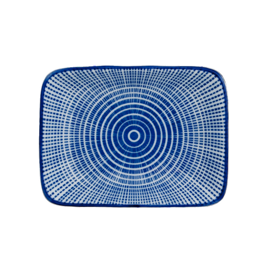 Sauce dish rectangular, Tokusa blue china 10.5x7.5cm