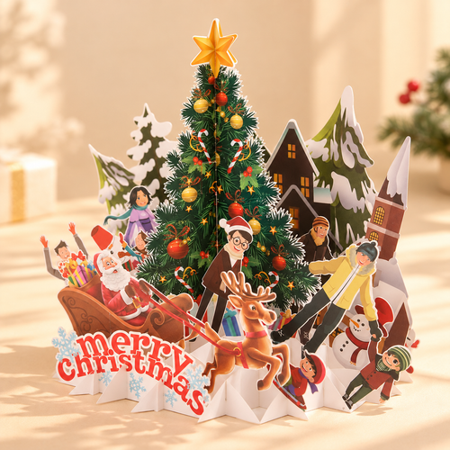 3D Greeting Card, Christmas Tree 02, 15x15cm detail