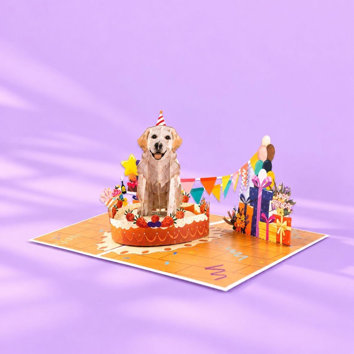 3D Greeting Card, Golden retriever, 15x20cm 1