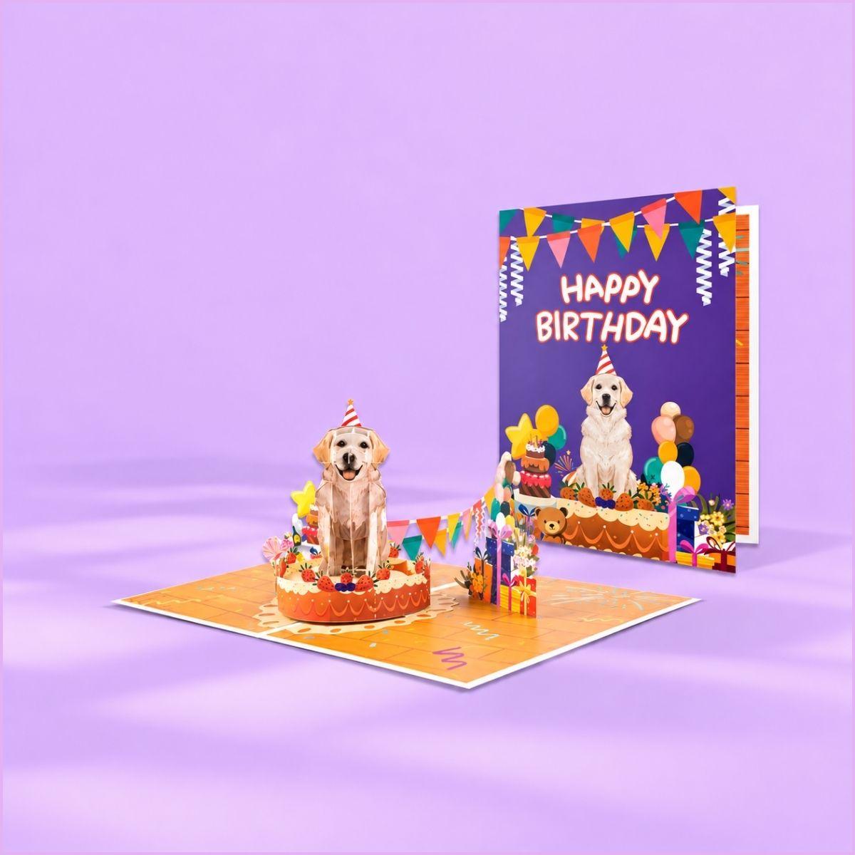 3D Greeting Card, Golden retriever, 15x20cm