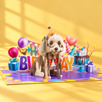 3D Greeting Card, Poodle, 15x20cm detail