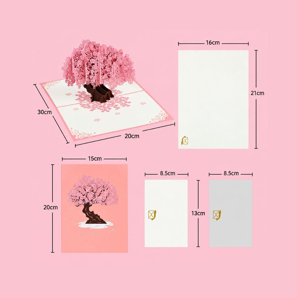 3D Greeting Card, Sakura tree 01, 15x20cm size