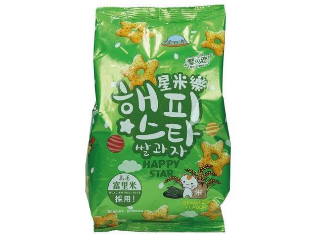 Yuki Love Happy Star rice cracker with seaweed 70g / riisin keksejä merilevällä