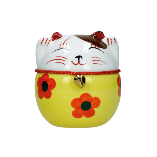 Plutus cat ceramic hand painted yellow 10x10x11cm