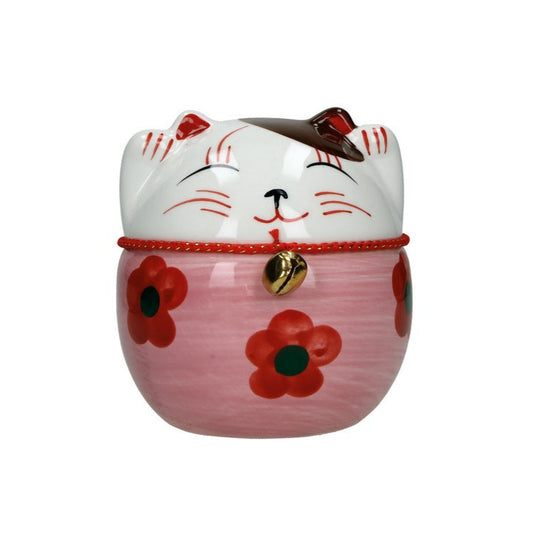 Plutus cat ceramic hand painted pink 10x10x11cm