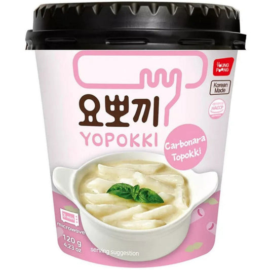 Yopokki Topokki carbonara rice cake cup 120g / carbonara-riisikakkukuppi