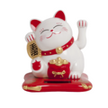 Solar lucky cat, white 9x10x10.5 cm
