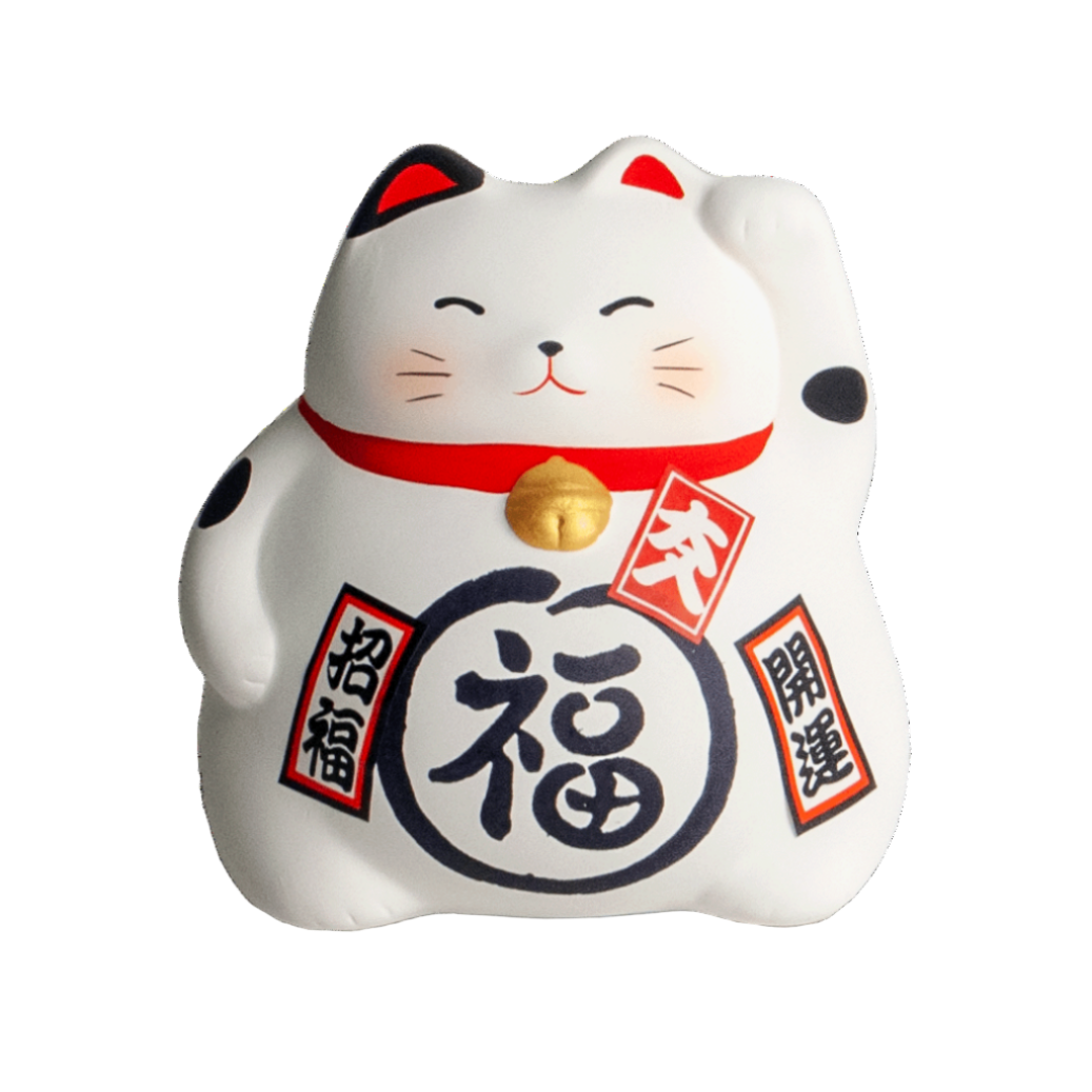 Money box lucky cat S white 8.5x8 cm | H9cm