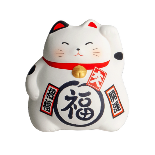 Money box lucky cat S white 8.5x8 cm | H9cm