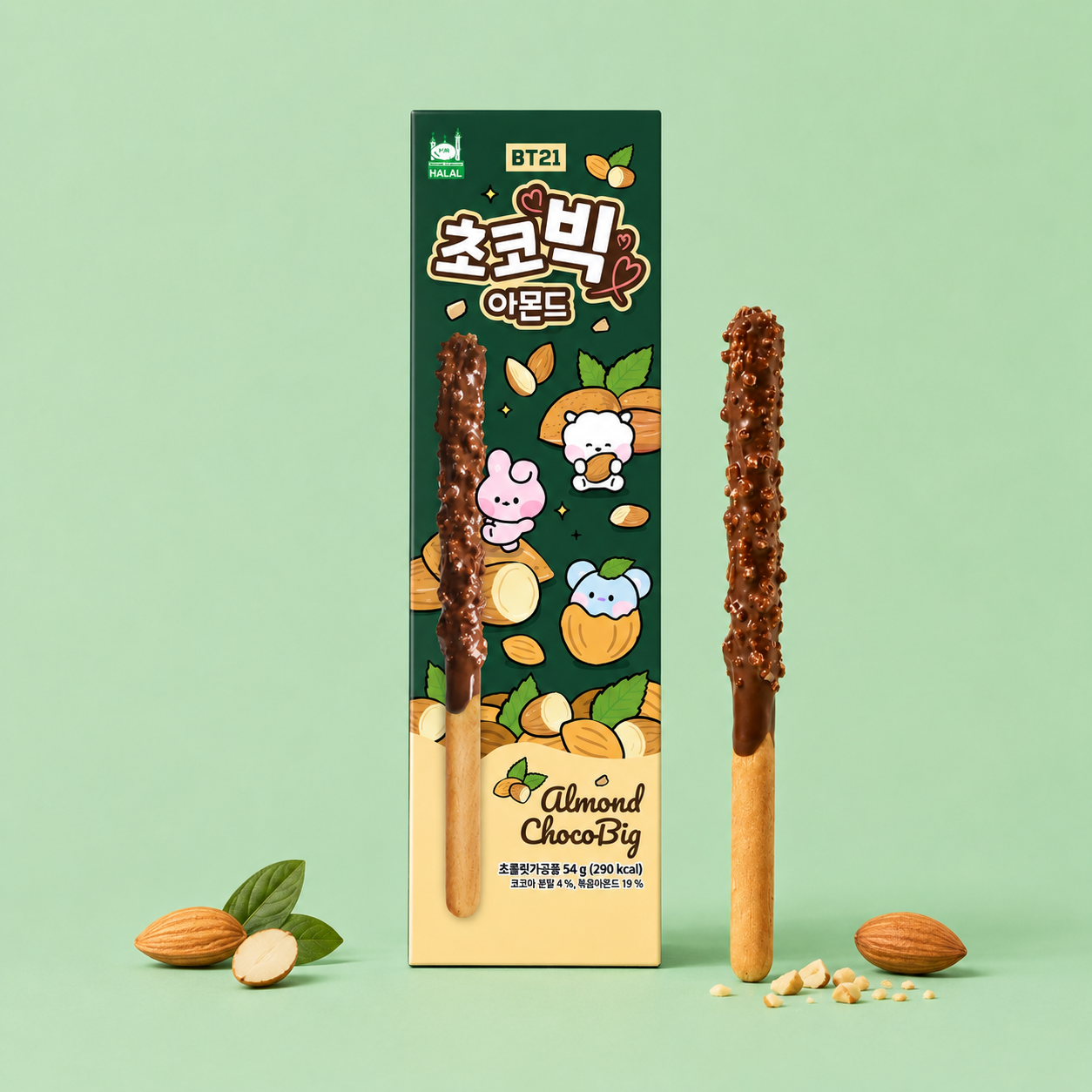 BT21 ChocoBig Biscuit Sticks Almond 54g
