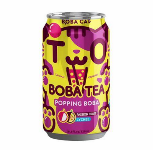 Boba Cat popping boba tea passionfruit lychee 320ml