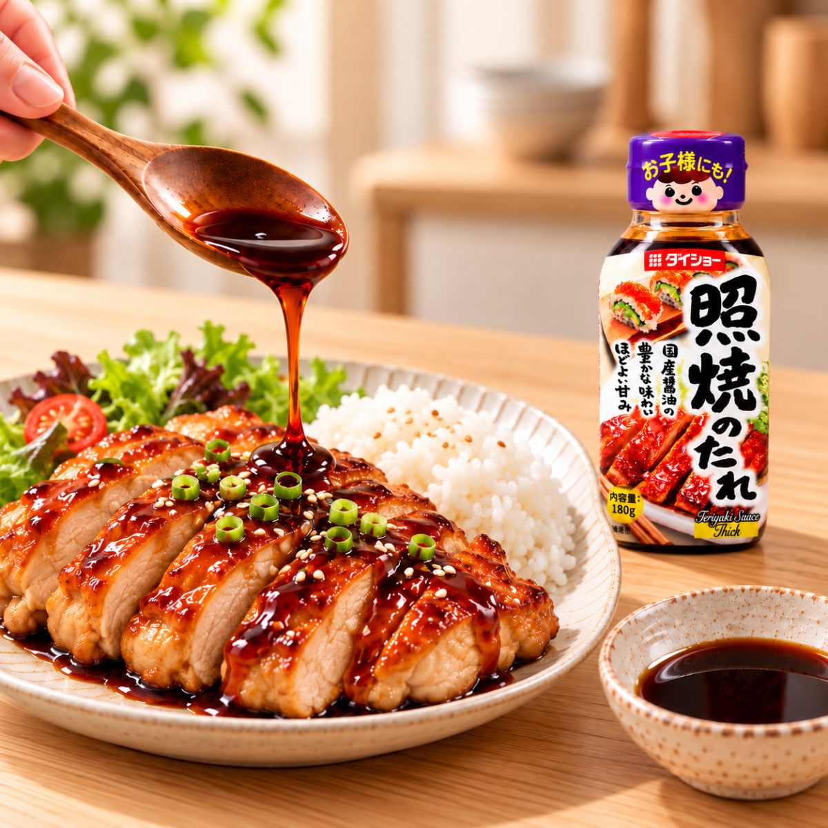 Daisho Teriyaki Sauce drizzle on chicken