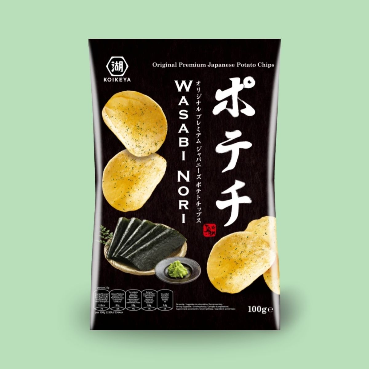 Koikeya potato chips wasabi flavor 100g
