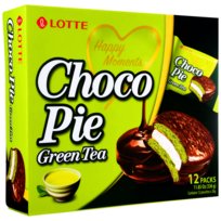 Lotte choco pie green tea flavor 12p 336g / suklaapiirakka vihreän teen maku