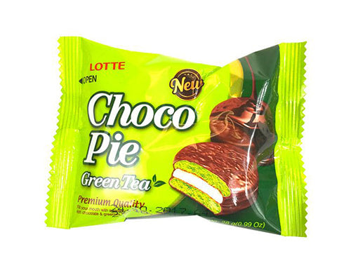Lotte choco pie green tea flavor 28g / suklaapiirakka vihreän teen maku