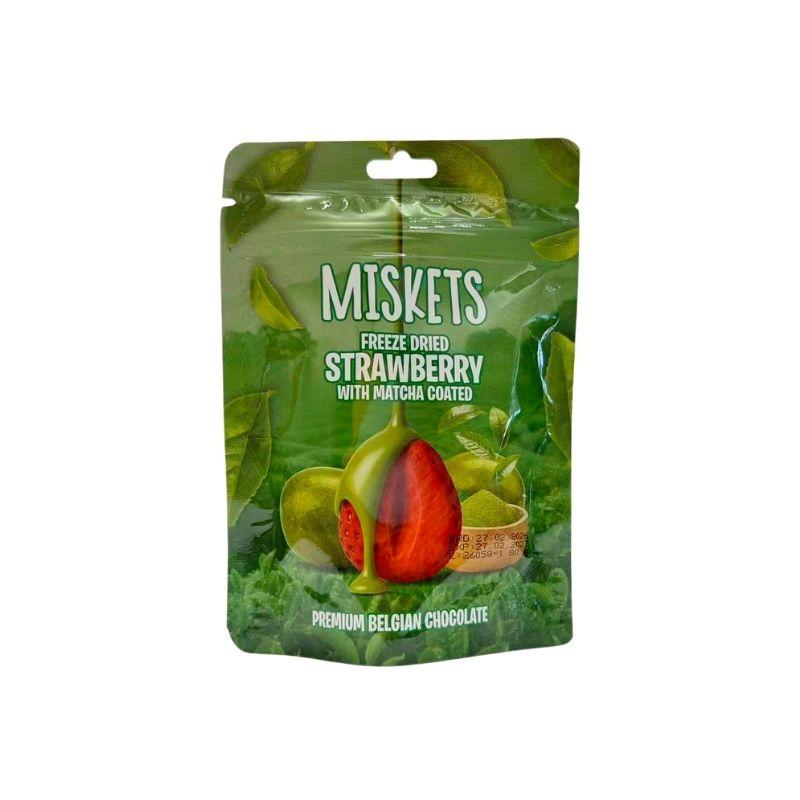 Miskets white choco/matcha coated strawberry 80g