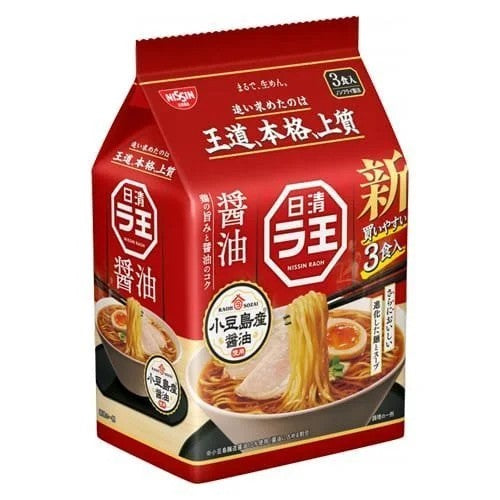 Nissin RAOH Soy Sauce 3 Servings Pack 303g / ramen-nuudelit soija-makuinen