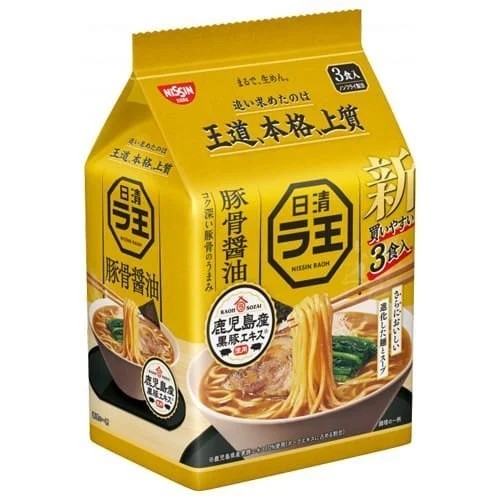 Nissin RAOH Tonkotsu Soy Sauce 3 Servings Pack 300g / ramen-nuudelit tonkotsu-makuinen