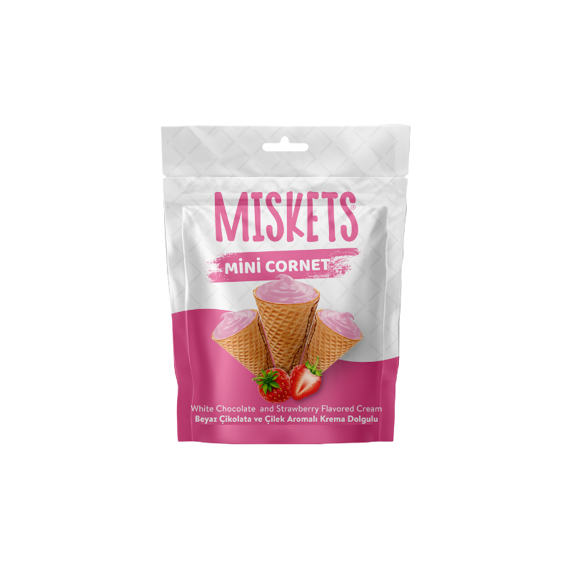 Miskets cornet white choco strawberry 50g