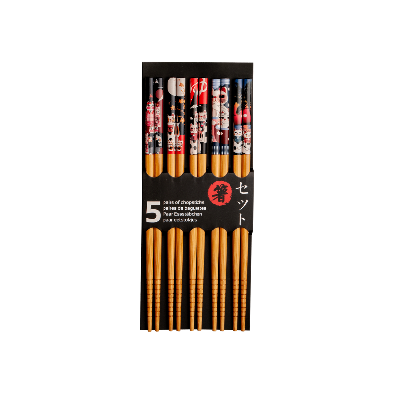 Chopstick set, lucky cat 22.5cm 5 pairs