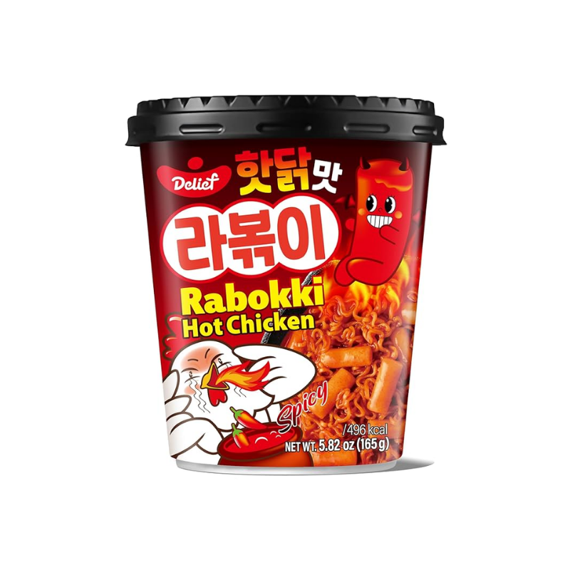 Delief rapokki ramen & rice cake cup hot chicken flavor 165g