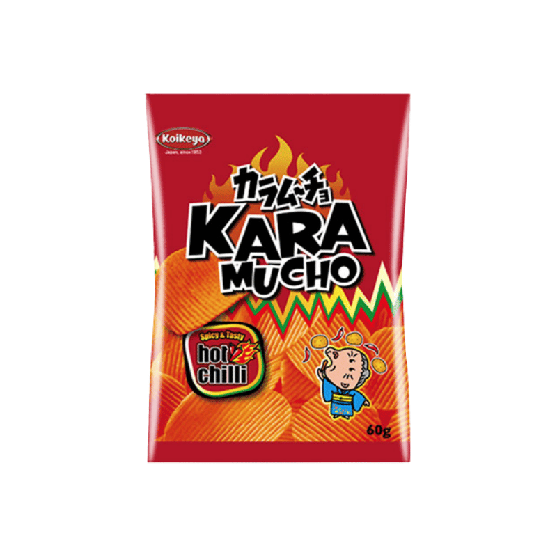 Koikeya karamucho potato chips hot chilli ridge cut 60g / mausteinen perunalastut