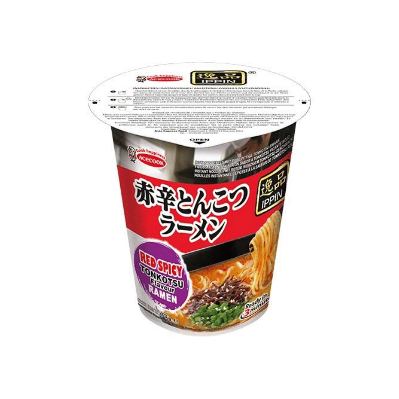 Acecook instant cup noodles tonkotsu red spicy Ippin 73g