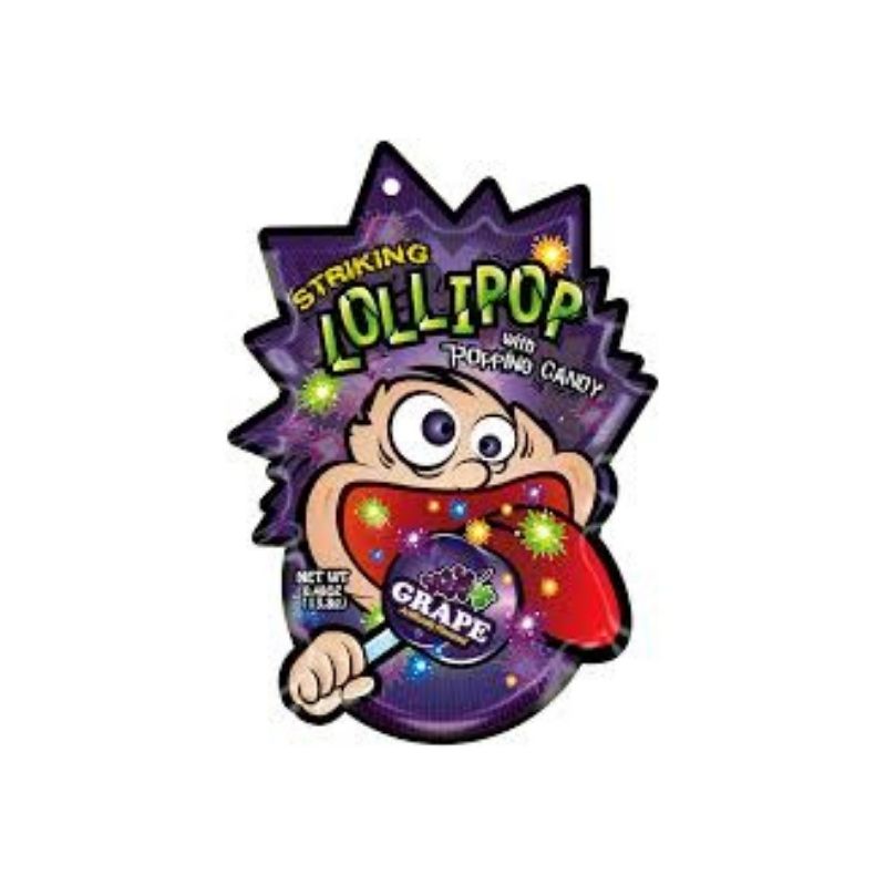 Striking lollipop with popping candy grape flavour 13.8g