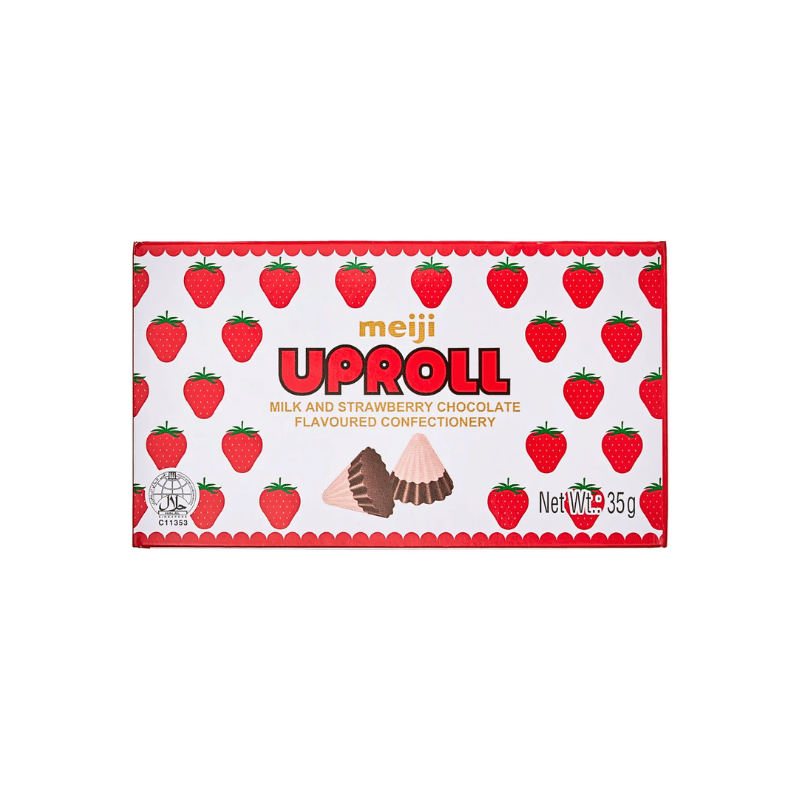 Meiji Uproll milk & strawberry chocolate 35g