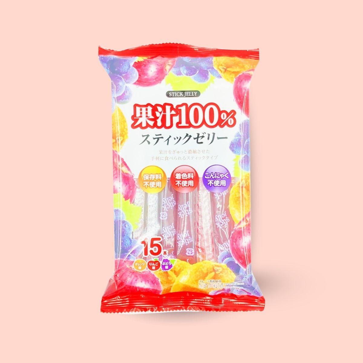 Ribon 100% fruit juice stick jelly 15pcs 225g