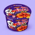 Samyang Buldak Yangnyeom Chicken Ramen Big Bowl 115g purple bowl on a lavender background