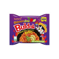 Purple package of Samyang Buldak habanero lime hot chicken flavor ramen 135g on a white background