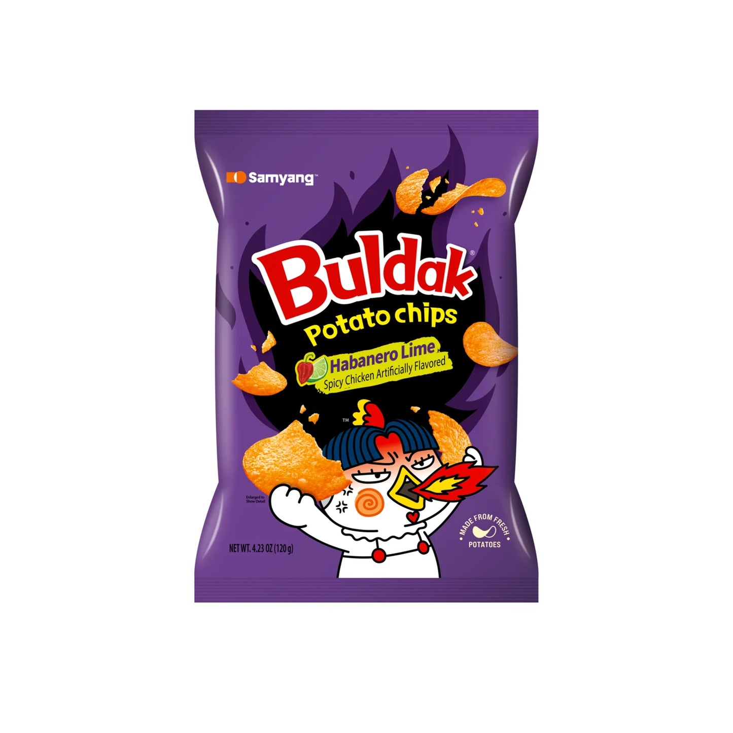 Samyang buldak potato chips habanero lime flavor 55g / perunalastut habanero-lime maku