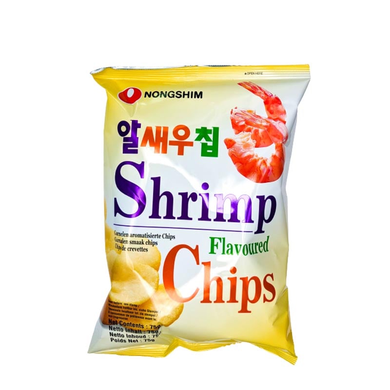 Nongshim shrimp flavoured chips 75g / katkarapujen makuisia sipsiä