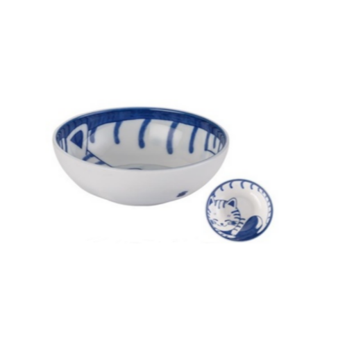 Stripped cat bowl 4.7 inches 12.2x4.3cm